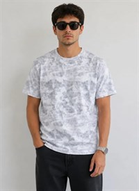 Erkek Batik Desenli Tişört Bisiklet Yaka Kısa Kol Regular Fit T-shirt - Gri