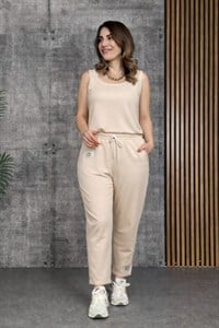 Kadın Askılı Yuvarlak Yaka Viskon Iki Iplik Bluz Ve Eşofman Altı Ikili Takım