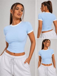 Kadın Yanı Lastik Detay Ribanalı Viskon Kumaş Bluz