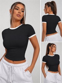 Kadın Yanı Lastik Detay Ribanalı Viskon Kumaş Bluz