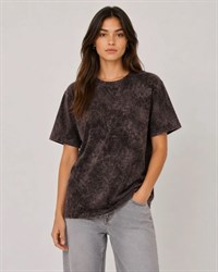 Yıkamalı Washed Effect Tişört Bisiklet Yaka Sokak Stil Kısa Kol T-Shirt - Siyah