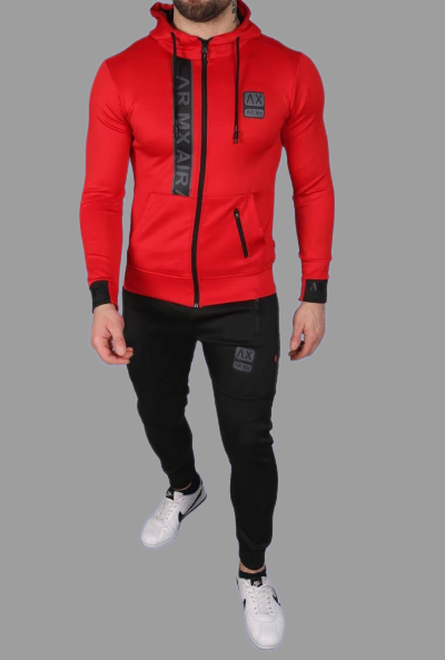 Erkek Eşofman Takımı kırmızı kapşonlu 