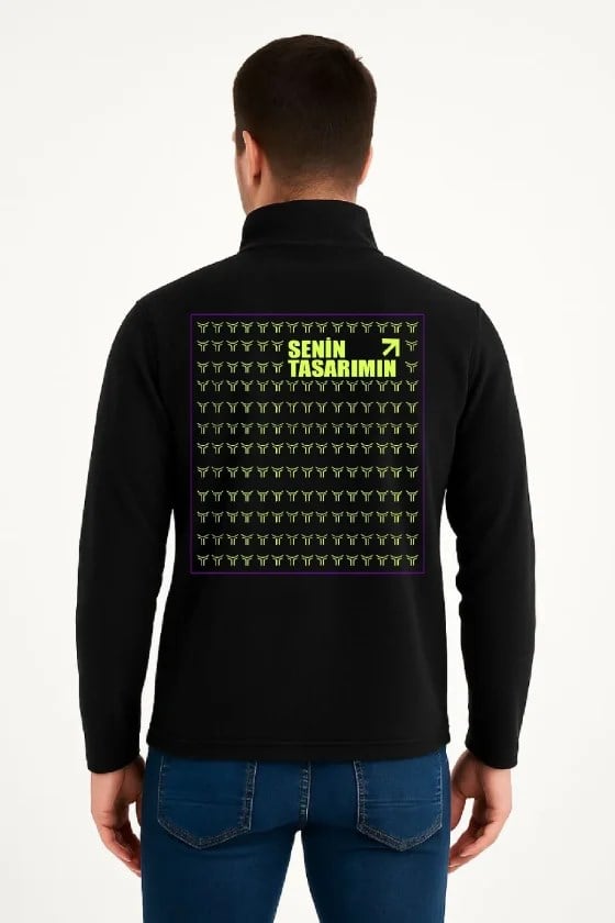 Arka Polar Kazak Dik Yaka - Siyah