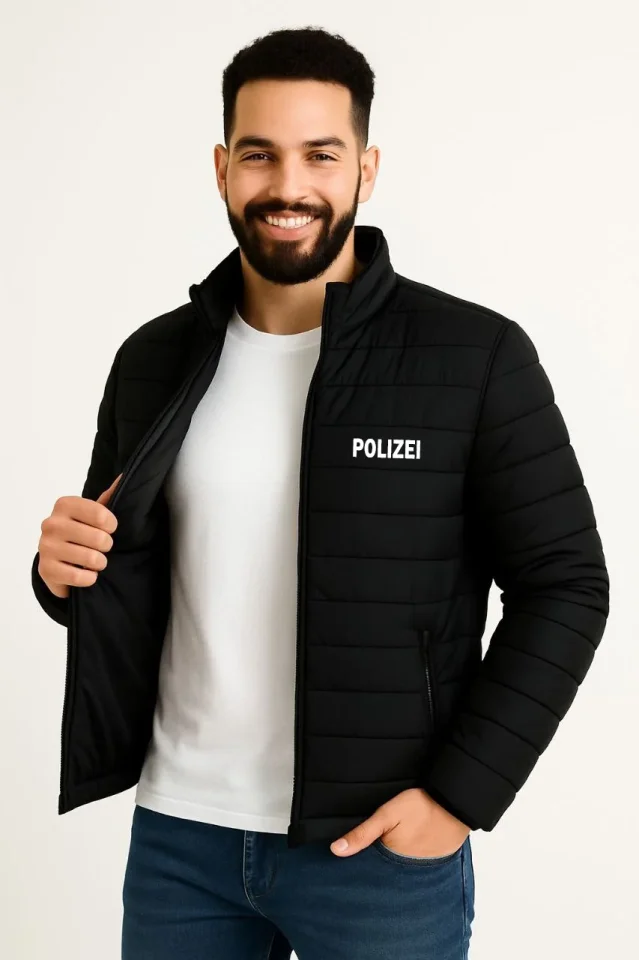 Erkek Mikro Su İtici Kapitone Baskılı Astarlı Fermuarlı Bomber Mont - Siyah