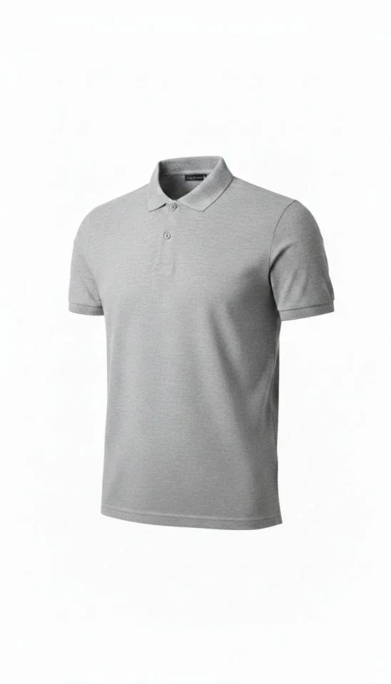 Erkek Pike Kumaş Düğmeli Yaka Regular Fit Günlük Kısa Kol Tişört T-shirt - Gri