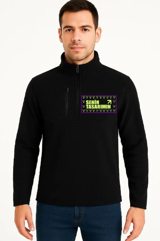 Ön Polar Kazak Dik Yaka - Siyah