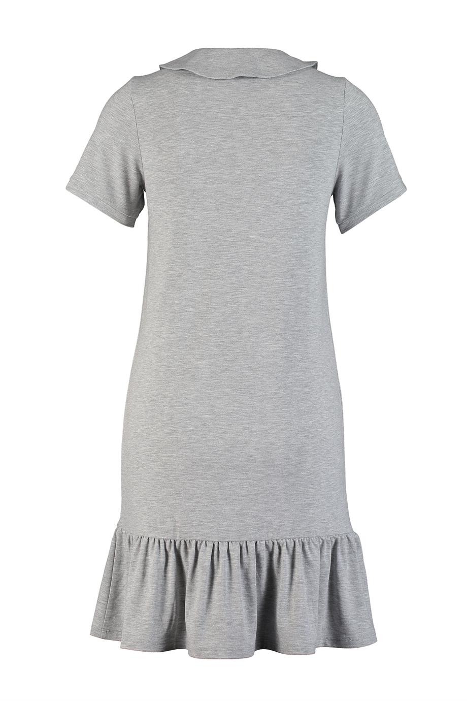 Jenny Dress, Sürdürülebilir Kumaşlı, Bebe Yakalı, Gri Melanj Renkli, Midi Elbise