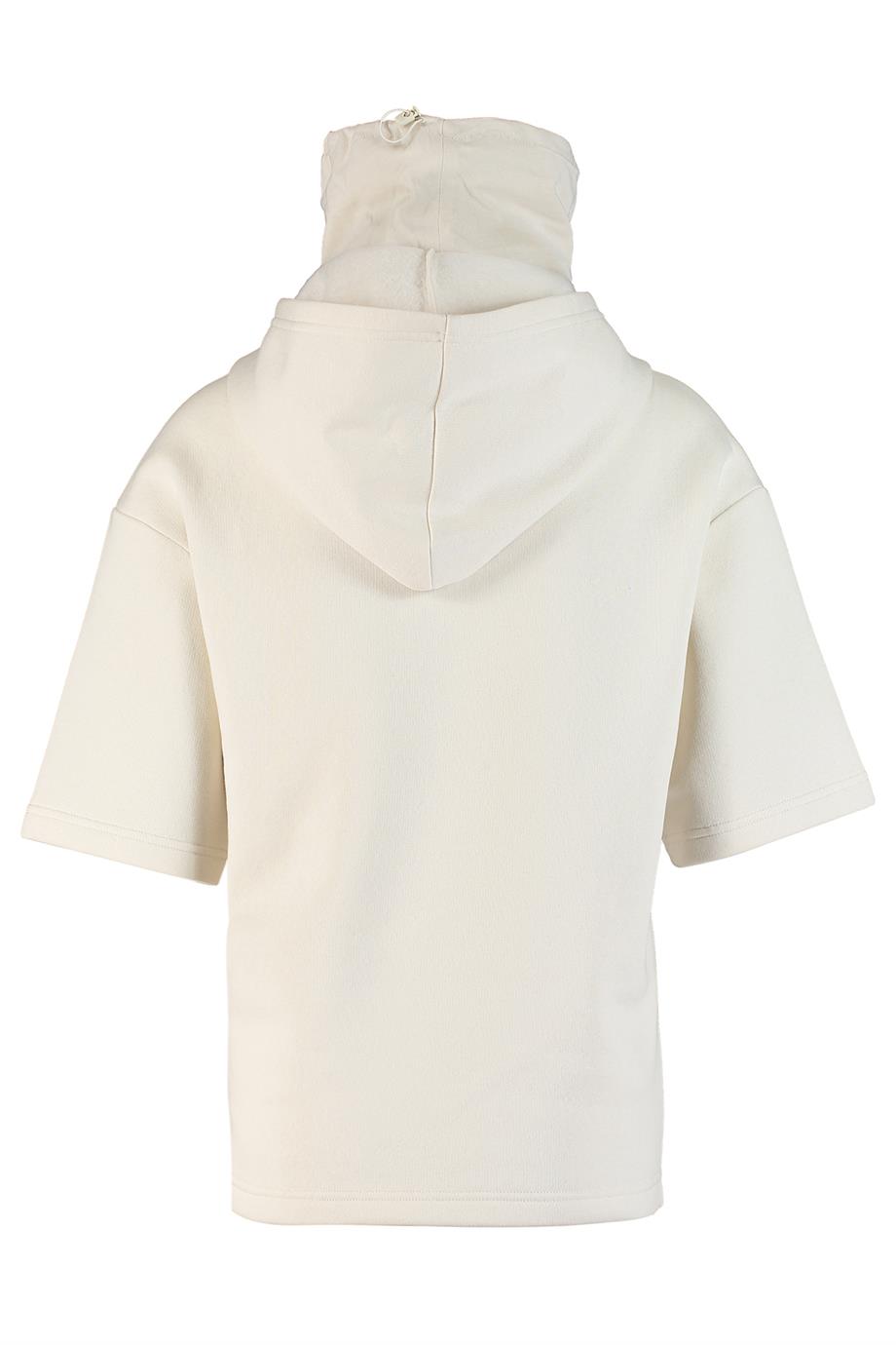 Megan, Antibakteriyel Maske Detaylı, Kapüşonlu, Organik Kumaşlı, Stone Renk, Kısa Kollu Sweatshirt