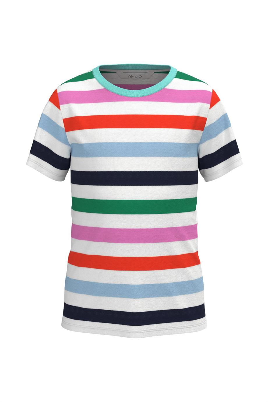 STEVE TEE - ORGANIK KUMAŞLI KISA KOL RAINBOW ÇİZGİLİ T-SHIRT