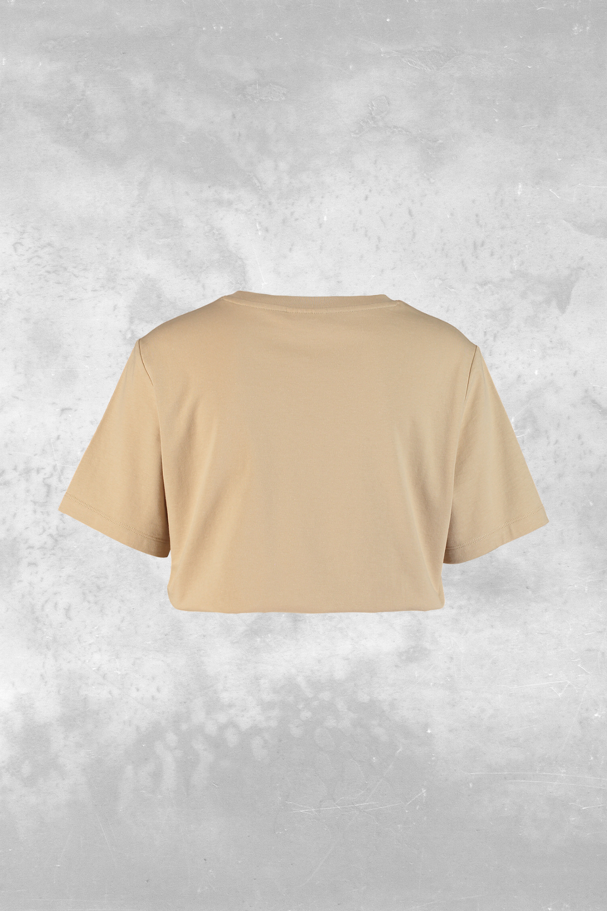 Amelia, Lastik Detaylı, Organik Kumaşlı, Bej Cropped T-shirt