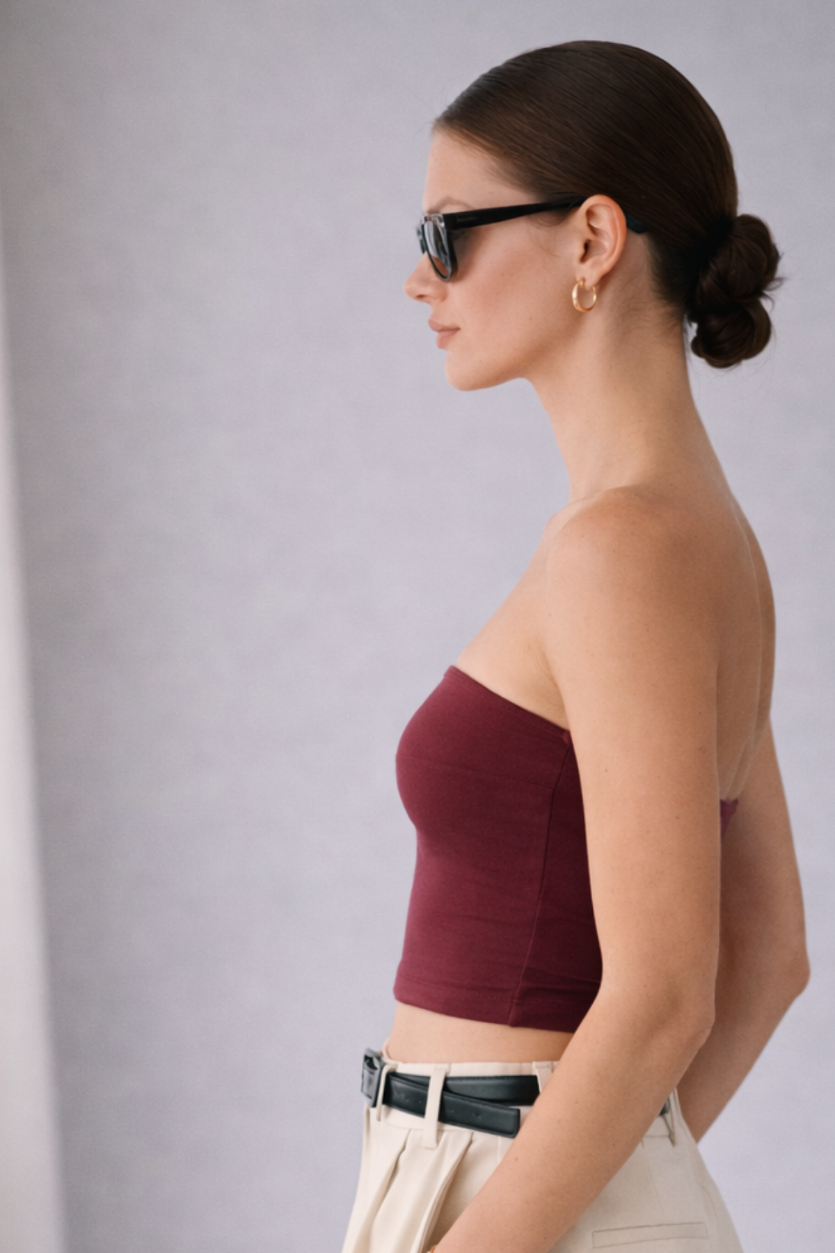 AUGUSTA, Sürdürülebilir Kumaş Karışımlı, Straplez Cropped Bluz 