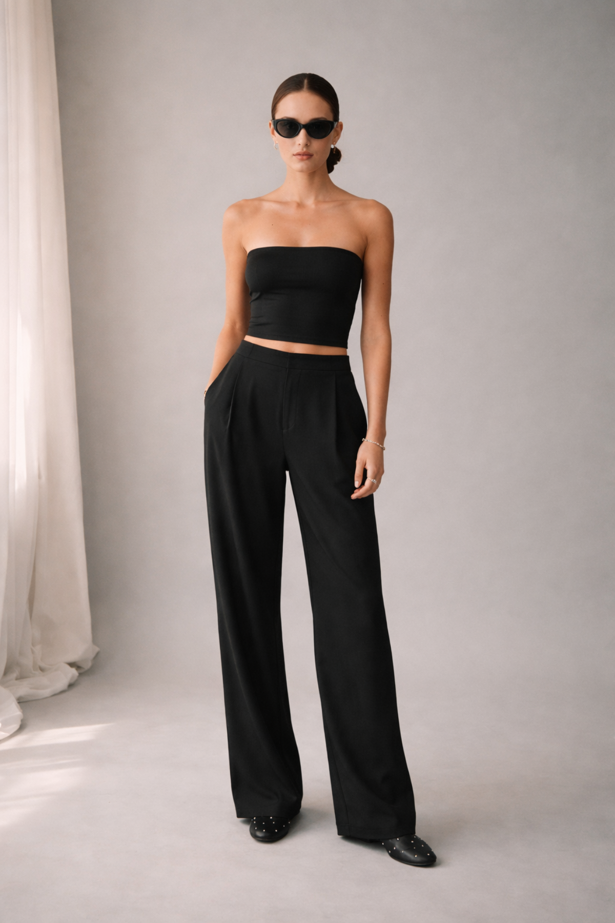 AUGUSTA, Sürdürülebilir Kumaş Karışımlı, Straplez Cropped Bluz 