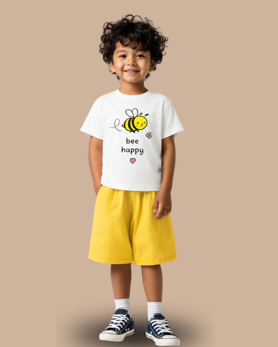 BEE HAPPY, Organik Kumaşlı Kısa Kollu Baskılı Unisex Çocuk T- shirt