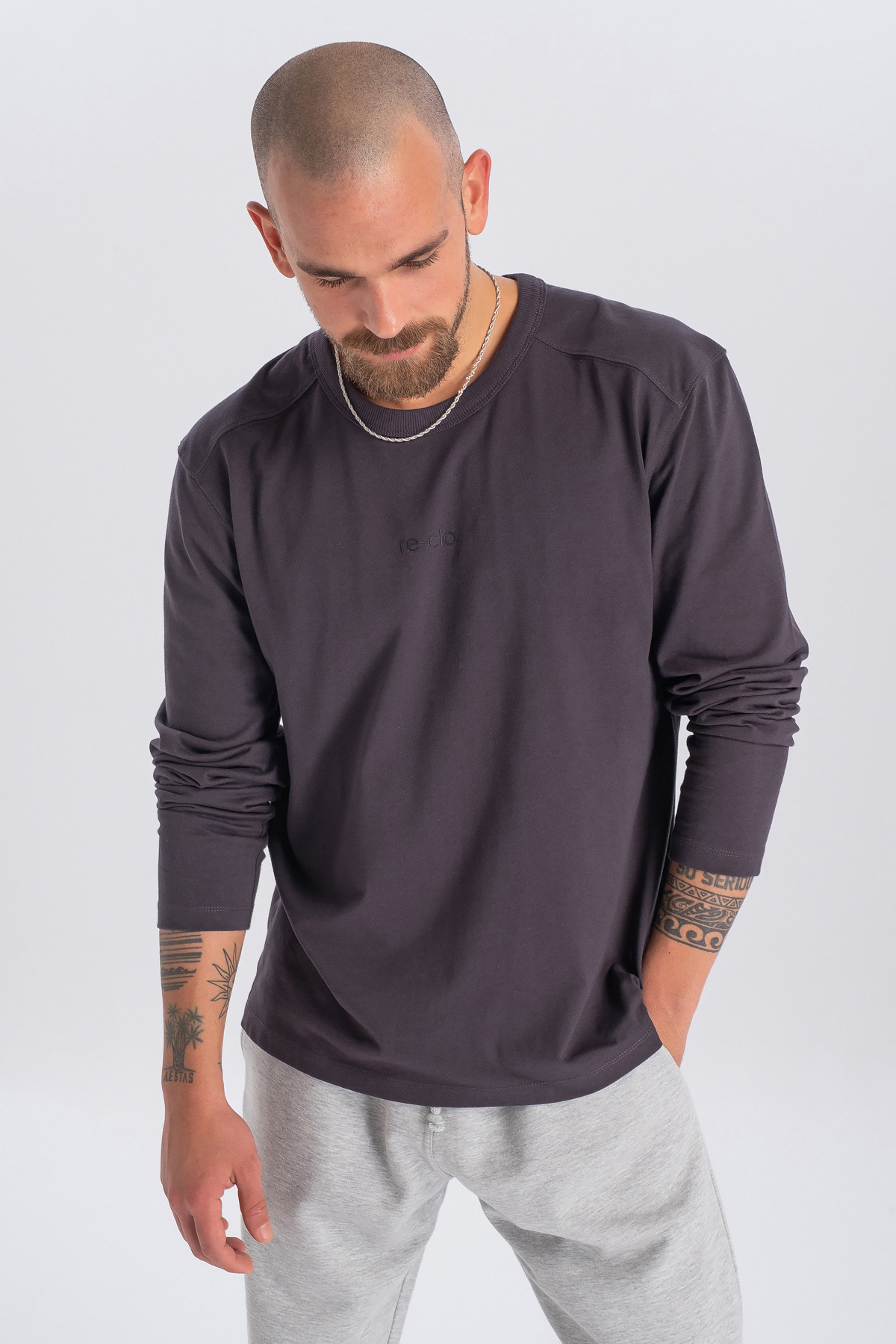 CHARLIE, Ön Flok Baskı Detaylı Uzun Kollu T-shirt