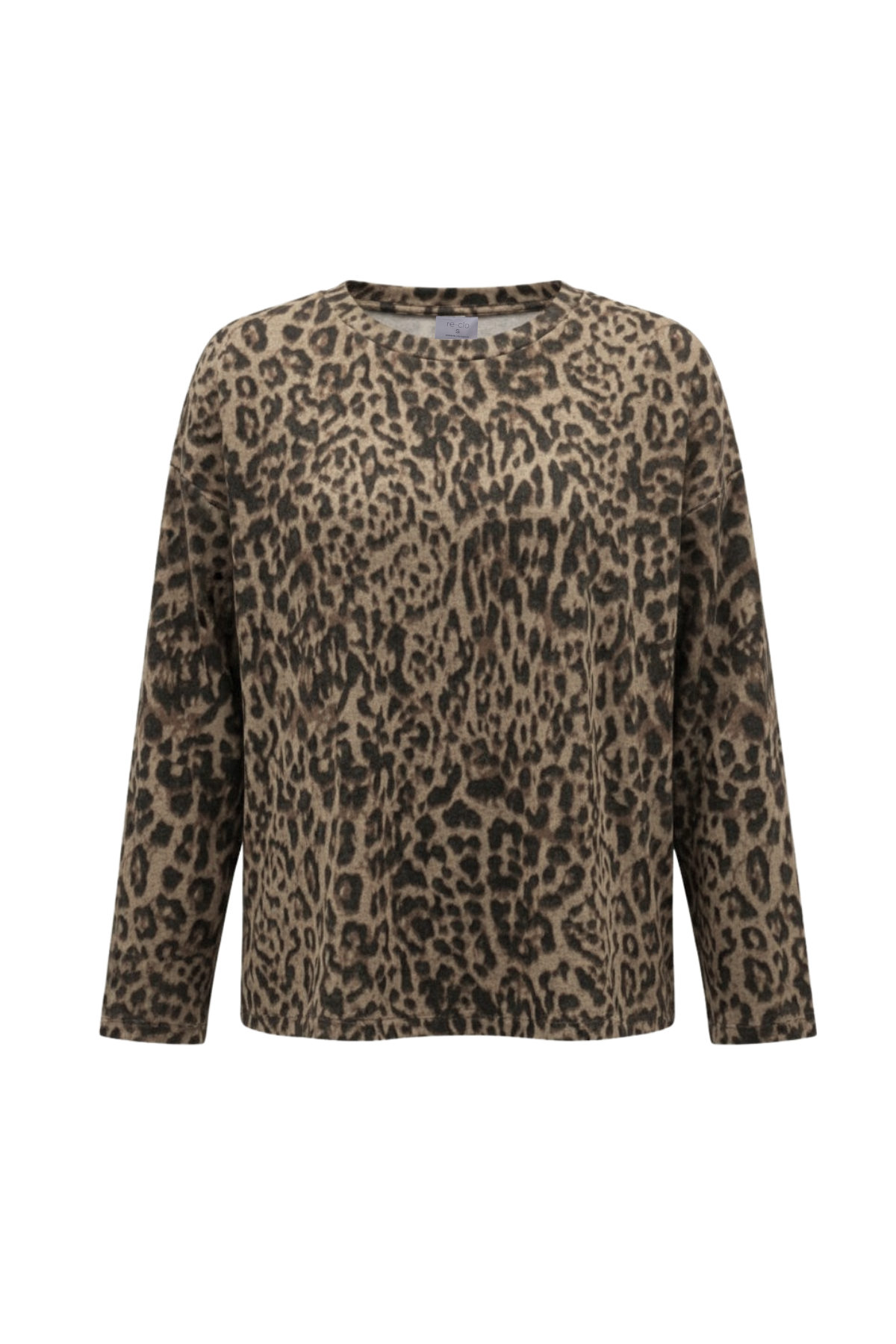 Corinna, Bisiklet Yaka Leopar Desenli Geri Dönüştürülmüş Polyesterli Sweatshirt 
