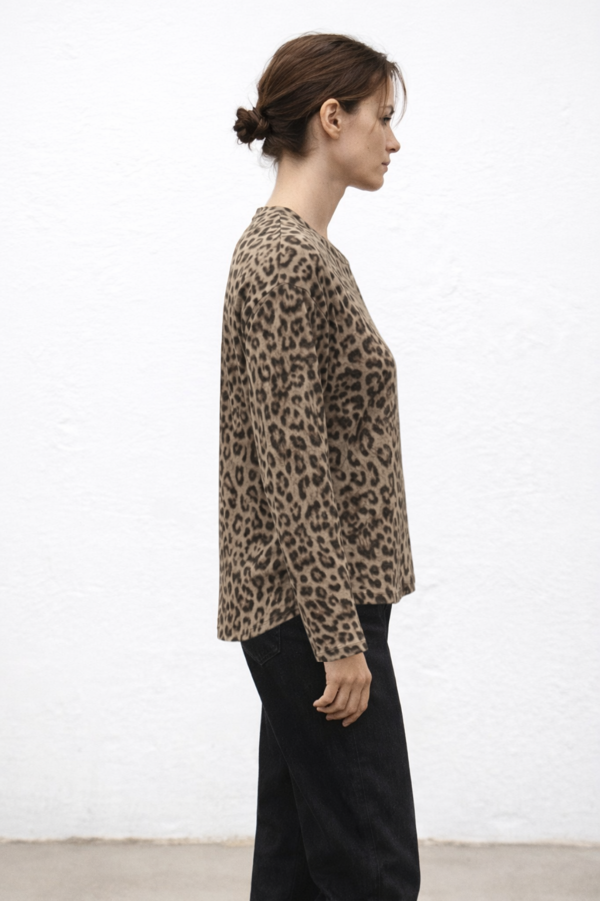 Corinna, Bisiklet Yaka Leopar Desenli Geri Dönüştürülmüş Polyesterli Sweatshirt 