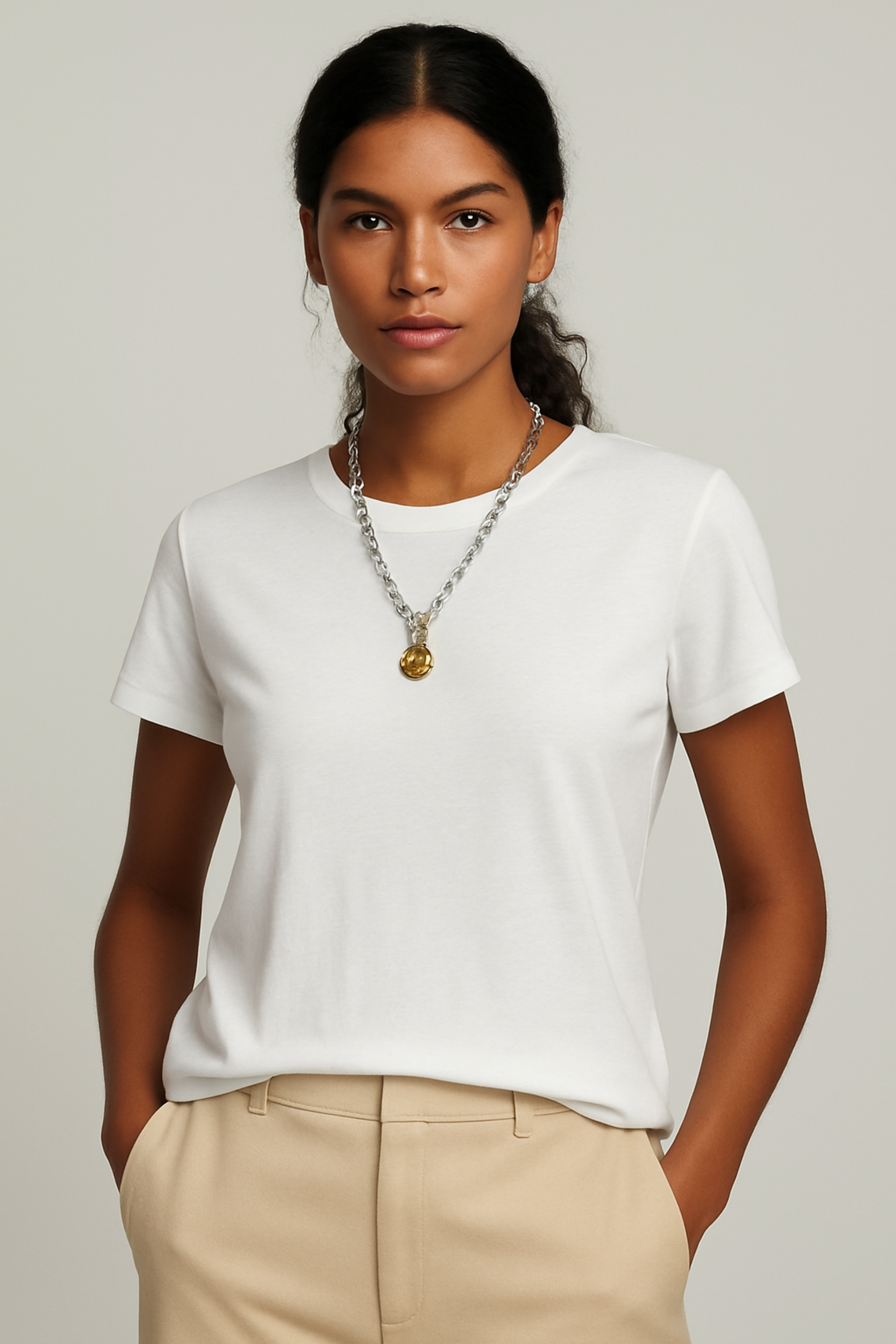 DOROTHY TEE, Bisiklet Yakalı Flamlı Organik Pamuklu Regular T-shirt