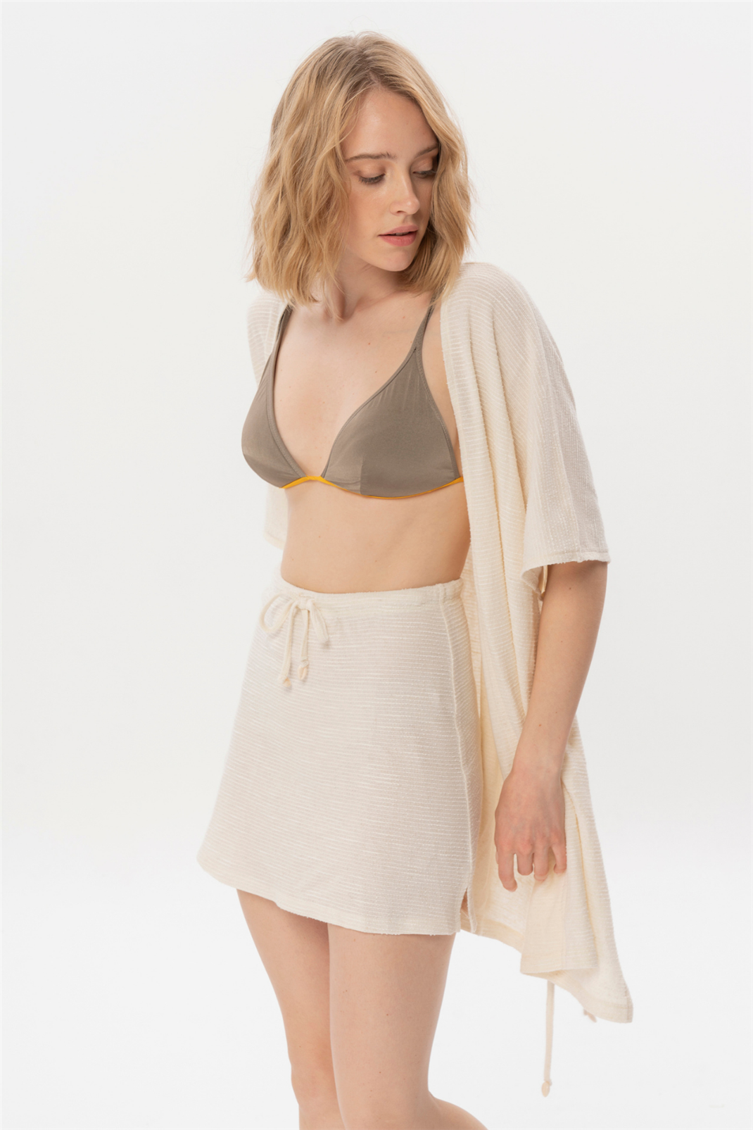 ECOBEACH SKIRT PLAJ İÇİN TRANSPARAN KETEN KARISIMLI ETEK