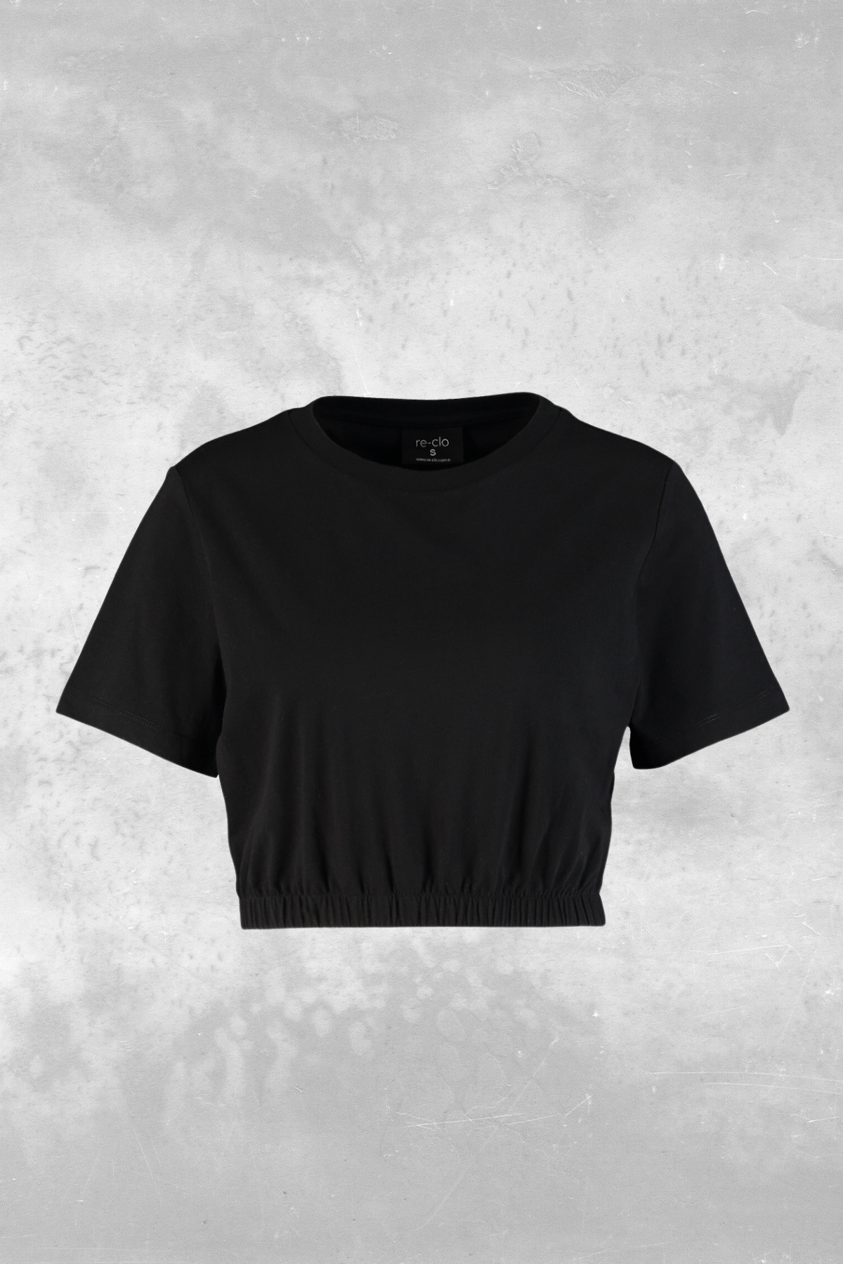 Emma, Lastik Detaylı, Organik Kumaşlı, Siyah Cropped T-shirt