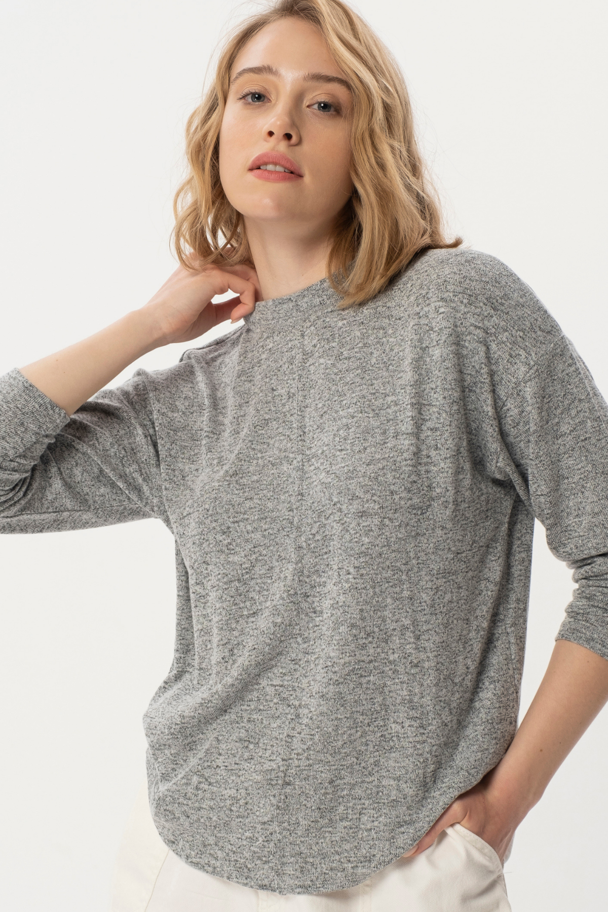Nelly Basic Top, Ön Nervür Detaylı, Organik Kumaşlı Sweatshirt