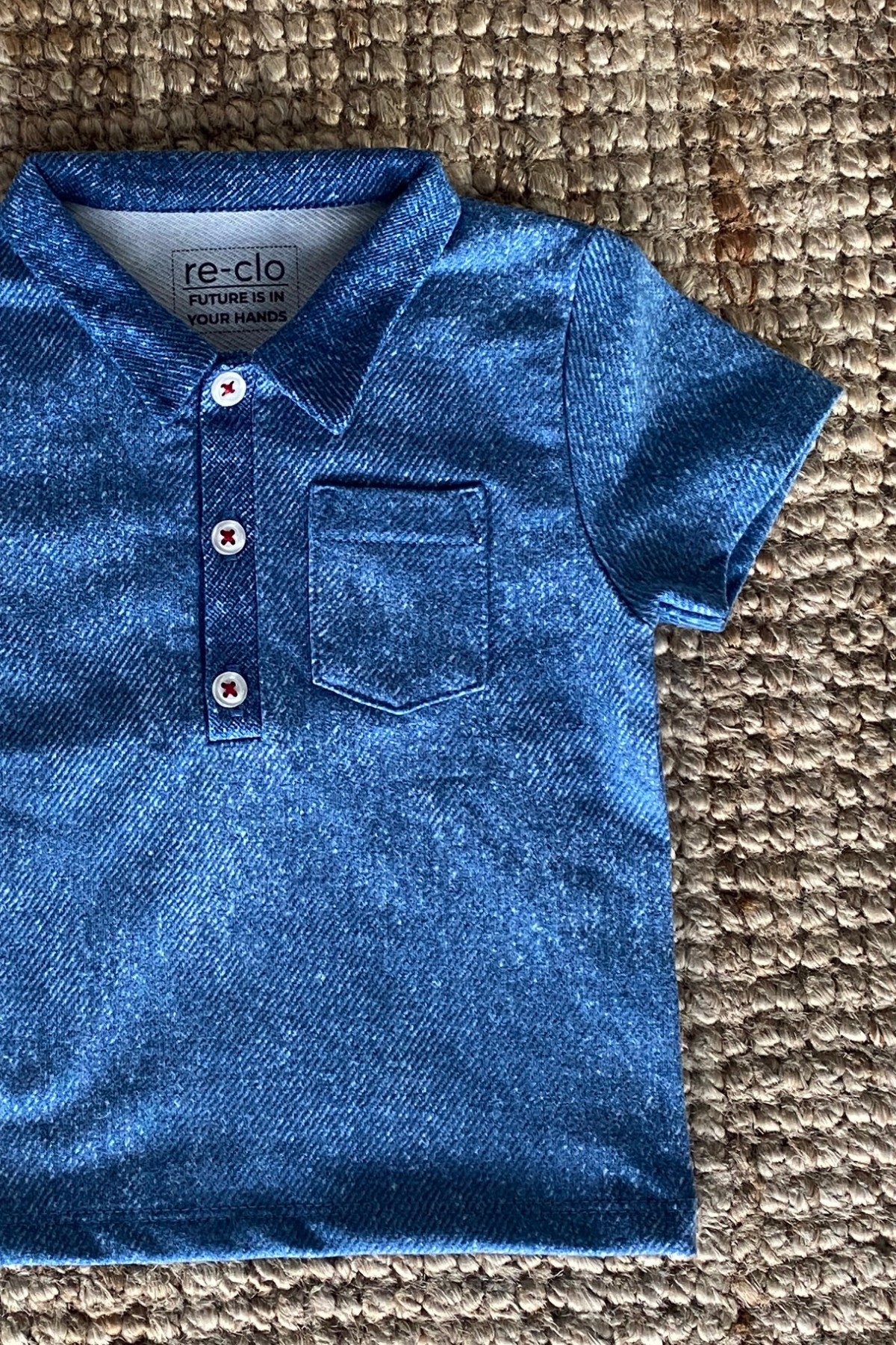 SKY BOY REMAKE PROJECT, Organik Kumaşlı Kot Görünümlü Erkek Bebek Polo Yaka T-shirt