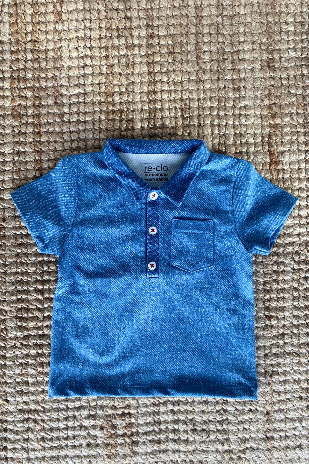 SKY BOY REMAKE PROJECT, Organik Kumaşlı Kot Görünümlü Erkek Bebek Polo Yaka T-shirt