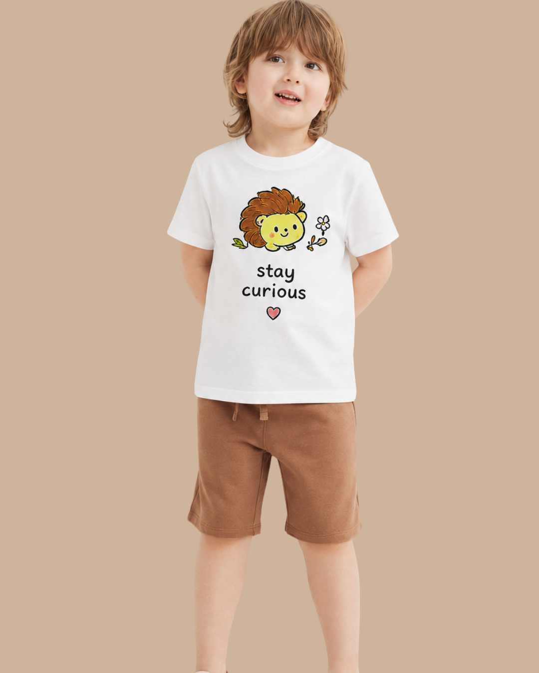STAY CURIOUS, Organik Kumaşlı Kısa Kollu Baskılı Unisex Çocuk T- shirt