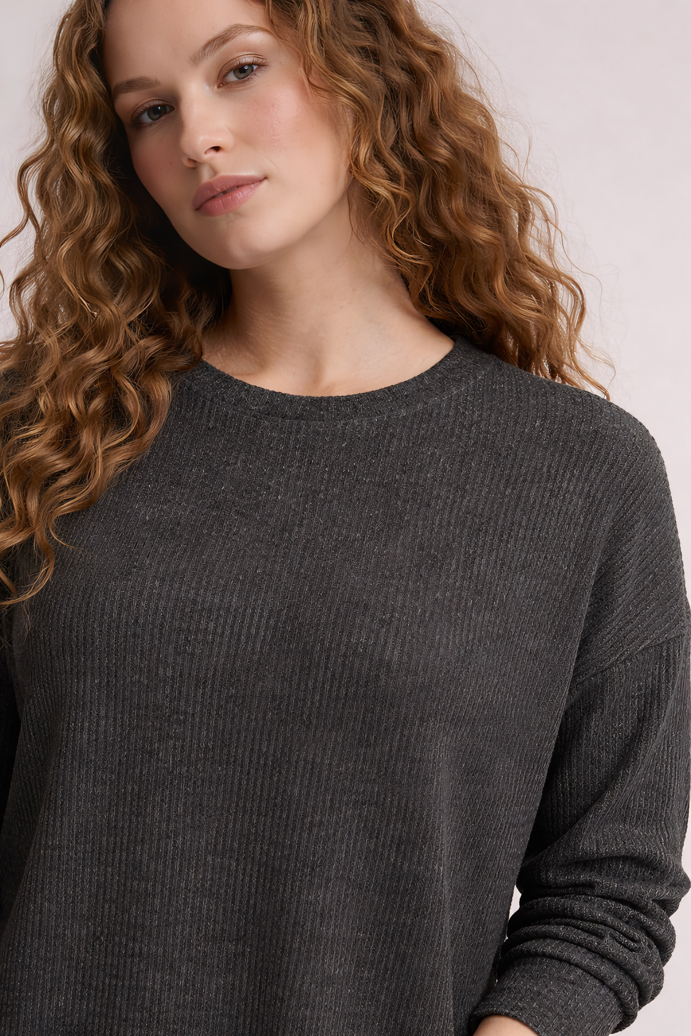 Tanya Top, Bisiklet Yaka Ribanalı Sürdürülebilir Cozy Sweatshirt