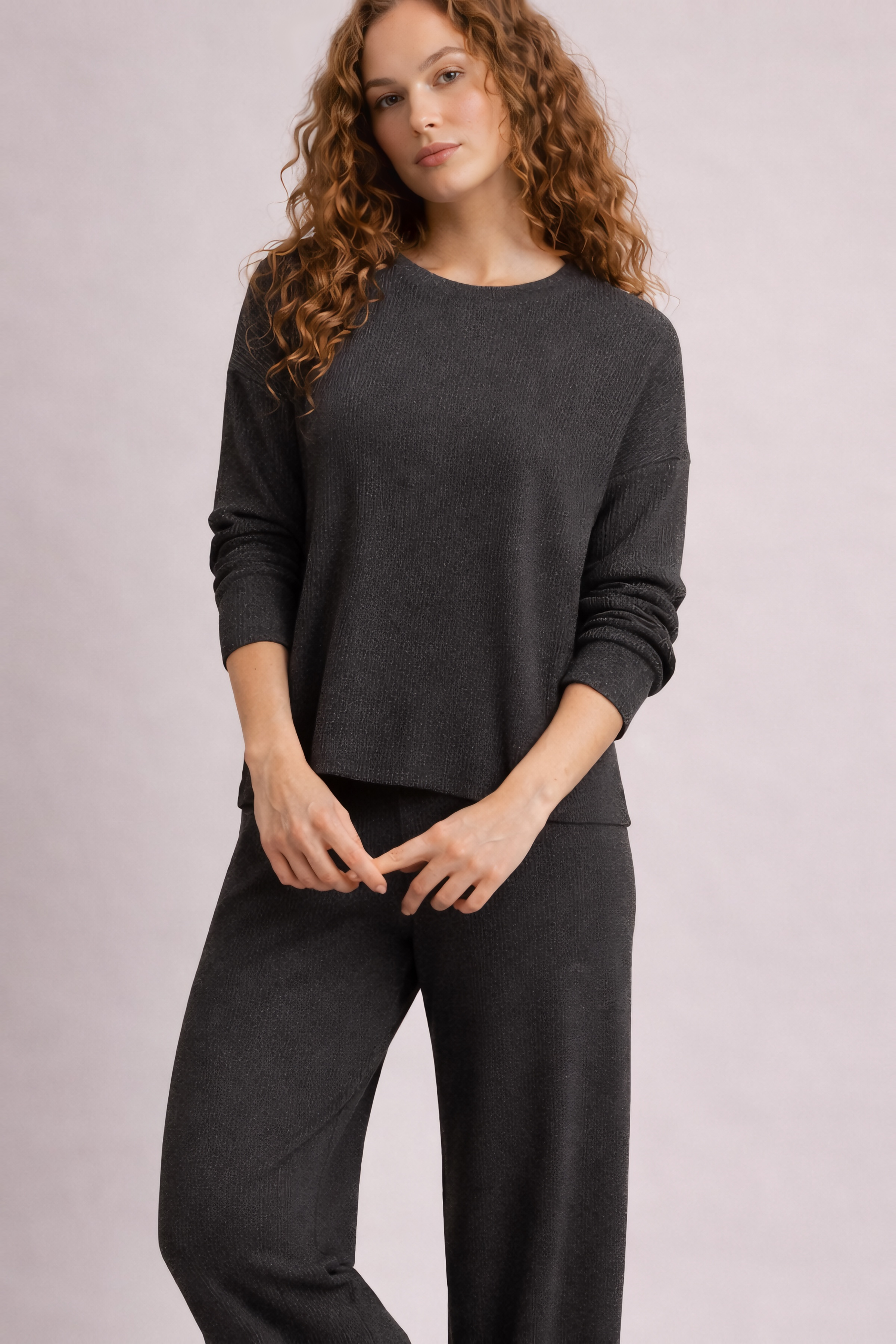 Tanya Top, Bisiklet Yaka Ribanalı Sürdürülebilir Cozy Sweatshirt
