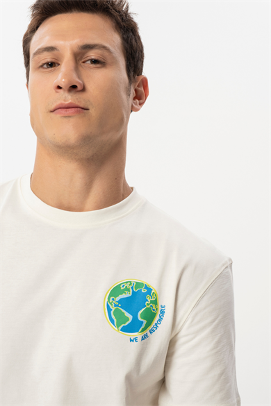 Back Tee, Ön ve Arka Baskı Detaylı Organik Pamuklu T-shirt