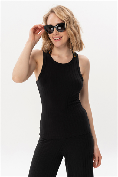 Bella New, Kolsuz, Sürdürülebilir Kumaşlı, Siyah Ribana Atlet