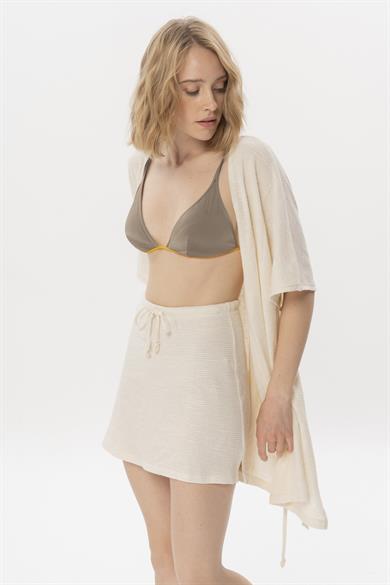 ECOBEACH SKIRT PLAJ İÇİN TRANSPARAN KETEN KARISIMLI ETEK