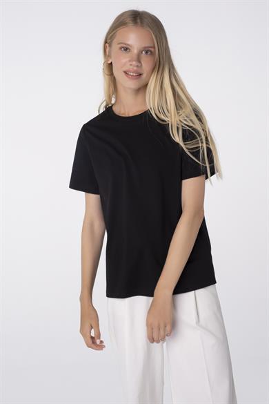 Eden, Bisiklet Yaka, Kısa Kollu, Organik Kumaşlı Basic Siyah T-Shirt