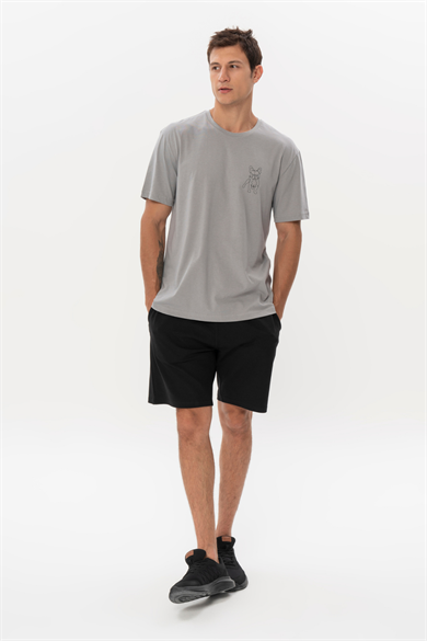 Floki, Baskı Detaylı Organik Pamuklu Antrasit T-shirt