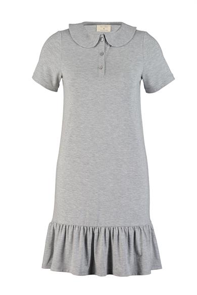 Jenny Dress, Sürdürülebilir Kumaşlı, Bebe Yakalı, Gri Melanj Renkli, Midi Elbise