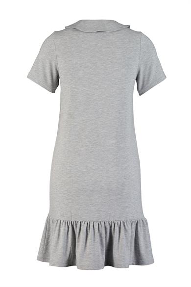Jenny Dress, Sürdürülebilir Kumaşlı, Bebe Yakalı, Gri Melanj Renkli, Midi Elbise