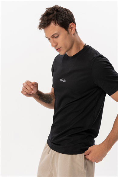 Jose, Nakış Detaylı Organik Pamuklu Siyah  T-shirt