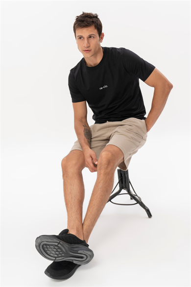 Jose, Nakış Detaylı Organik Pamuklu Siyah  T-shirt