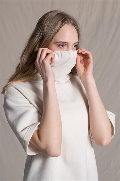 Megan, Antibakteriyel Maske Detaylı, Kapüşonlu, Organik Kumaşlı, Stone Renk, Kısa Kollu Sweatshirt