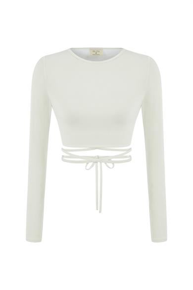 RACHEL CROP TOP - CROPPED BAĞCIK DETAYLI BLUZ