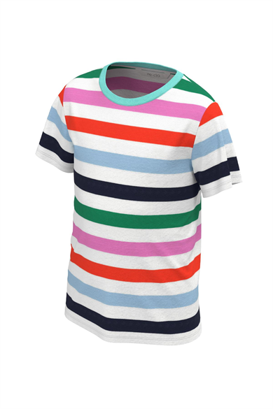 STEVE TEE - ORGANIK KUMAŞLI KISA KOL RAINBOW ÇİZGİLİ T-SHIRT