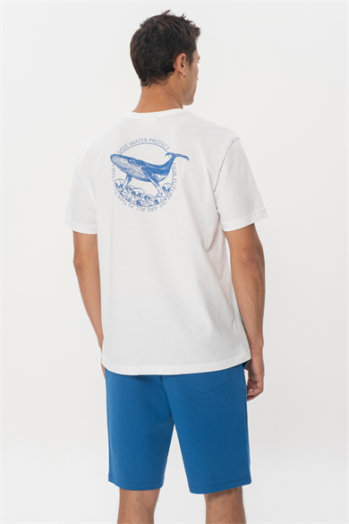 Simone, Organik Pamuklu Ön ve Arkası Baskı Detaylı Beyaz T-shirt