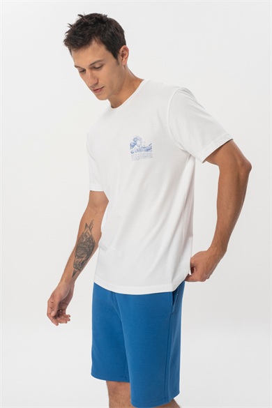 Simone, Organik Pamuklu Ön ve Arkası Baskı Detaylı Beyaz T-shirt