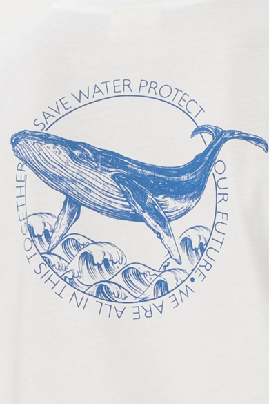 Simone, Organik Pamuklu Ön ve Arkası Baskı Detaylı Beyaz T-shirt