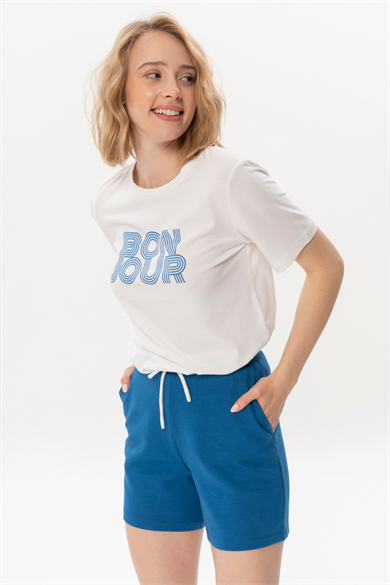 True Tee Baskı Detaylı Organik Pamuklu Beyaz T-shirt