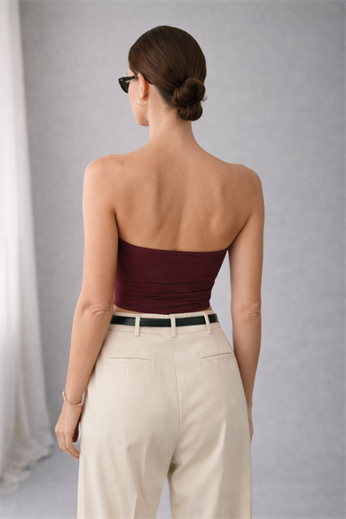 AUGUSTA, Sürdürülebilir Kumaş Karışımlı, Straplez Cropped Bluz 