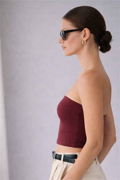 AUGUSTA, Sürdürülebilir Kumaş Karışımlı, Straplez Cropped Bluz 