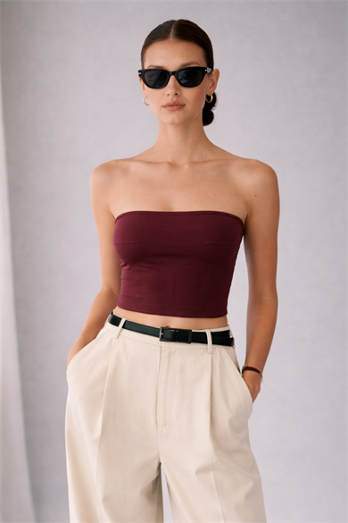 AUGUSTA, Sürdürülebilir Kumaş Karışımlı, Straplez Cropped Bluz 