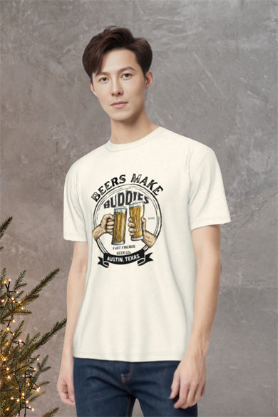 BUDDY TEE, Su Bazlı Baskı Detaylı, Organik Pamuklu T-shirt