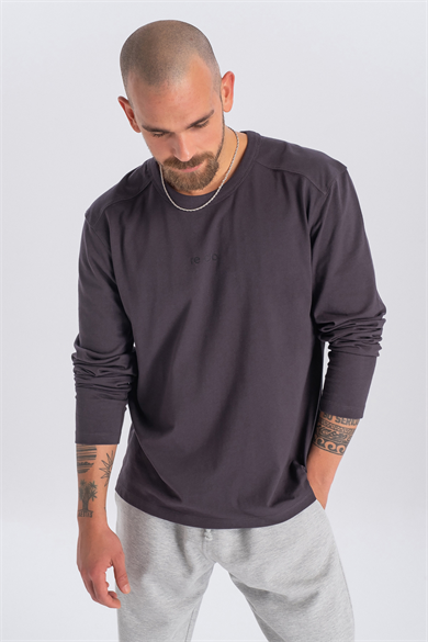 CHARLIE, Ön Flok Baskı Detaylı Uzun Kollu T-shirt